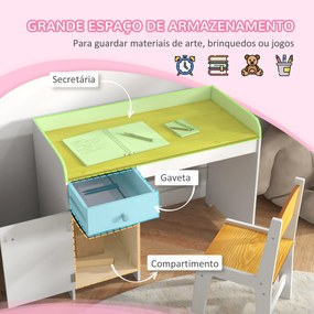 ZONEKIZ Conjunto de Secretária e Cadeira para Crianças Secretária Infa