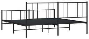 Estrutura de cama com cabeceira e pés 183x213 cm metal preto