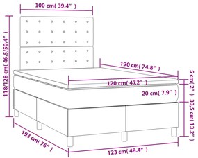 Cama boxspring com colchão 120x190 cm tecido cinzento-escuro