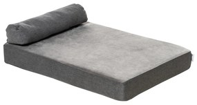 PawHut Cama para Cães Lavável Ortopédica com Almofada e Capa Removível Almofada para Cães de Pelúcia e Espuma Viscoelástica 75x55x20cm Cinza