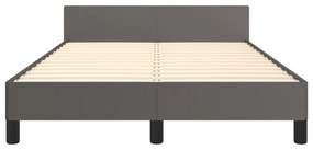 Estrutura cama c/ cabeceira 120x200cm couro artificial cinzento
