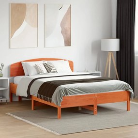 Cama sem colchão 120x190 cm madeira pinho maciça castanho-mel