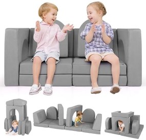 Conjunto de sofá modular infantil de 8 peças com capas, sofá de brincar e subir - roxo