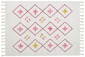 Tapete infantil em algodão branco e rosa 160 x 230 cm CAVUS Beliani