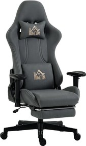 Cadeira Gaming Ergonómica, 76 x 72 x 132 cm, Apoios de Braços 3D Reguláveis, Cinzento