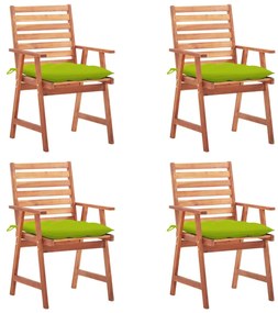 vidaXL Cadeiras de jantar p/ jardim 4 pcs c/ almofadões acácia maciça