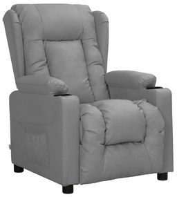 vidaXL Poltrona reclinável couro artificial cinzento