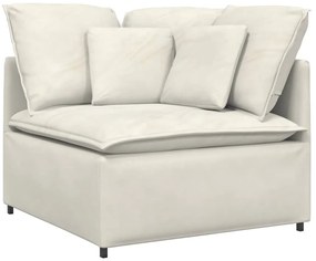 Sofá modular com almofadas veludo creme