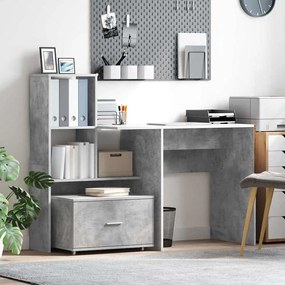 vidaXL Gabinete de Gavetas Cinza Concreto Concreto Médio Portas