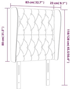 Cabeceira de cama c/ abas veludo 83x23x118/128cm cinzento-claro