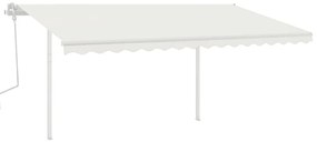 Toldo retrátil manual com luzes LED 4x3,5 m cor creme