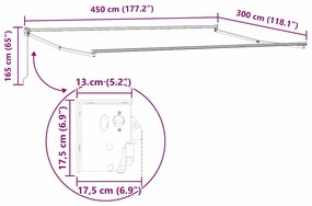 Toldo Retrátil Manual Branco 450x300 cm