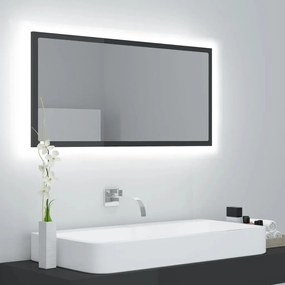 804939 vidaXL Espelho casa banho c/ LED 90x8,5x37 cm acrílico cinza brilhante