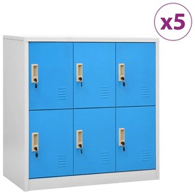 Cacifos 5 pcs 90x45x92,5 cm aço cinzento-claro e azul