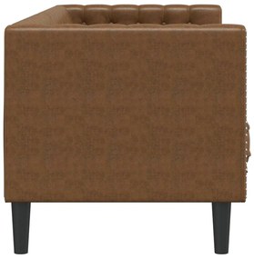 Sofá chesterfield com rolos 3 lugares camurça artif. castanho