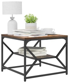 Mesa de Café vidaXL com Prateleira em Carvalho Fumado 51x50x40 cm Made