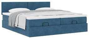 Estrutura cama otomana colchões 180x200 cm veludo azul escuro