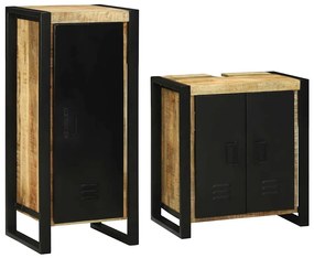 vidaXL Conjunto de Móveis para Banheiro com prateleira com porta 2 pcs