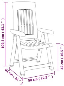 Cadeiras de jardim reclináveis 2 pcs PP branco