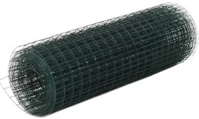 Cerca arame galinheiro 25x0,5 m aço c/ revestimento PVC verde