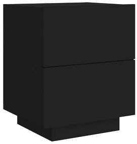 Mesa de cabeceira com luzes LED derivados de madeira preto