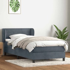 vidaXL Cama com molas/colchão cinza-escuro 90x210 cm veludo