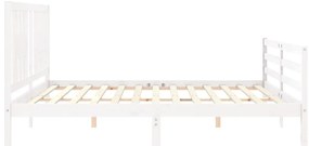 Estrutura de cama com cabeceira 200x200cm madeira maciça branco