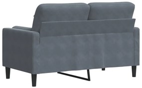 Sofá 2 lug. c/ almofadas decorativas 120 cm veludo cinza-escuro