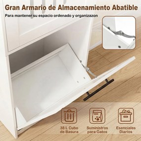 Armário com caixa de areia para gatos (NÃO INCLUIDA) 84 x 45 x 115 cm, com porta basculante, 2 plataformas, almofadas, arranhadores de sisal, casa de