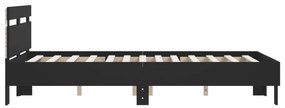 Estrutura de cama com cabeceira e luzes LED 120x190 cm preto