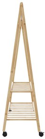 Cabide com prateleiras e rodas 132x45,5x155,5 cm bambu