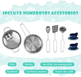 Cozinha de brincar 79 x 29 x 81 cm com sons e luzes realistas, lava-loiça, placas de cozedura e acessórios modernos para crianças com mais de 3 anos,