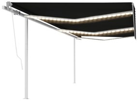 Toldo automático c/ LED e sensor de vento 6x3,5 m antracite