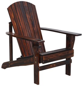 Outsunny Cadeira Adirondack de Madeira Cadeira de Jardim com Apoio para os Braços Encosto Alto para Terraço Balcão Exterior 72,5x97x96cm Marrom