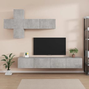 vidaXL Conjunto móveis de TV 7 pcs madeira processada cinzento cimento