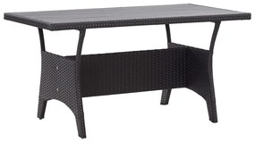 3 pcs conjunto de jantar p/ jardim c/ almofadões vime PE preto
