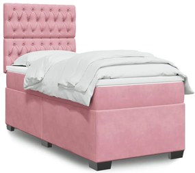 Cama com molas/colchão 90x200 cm veludo rosa