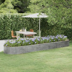 vidaXL Canteiro elevado jardim 396x100x36 aço galvanizado prateado