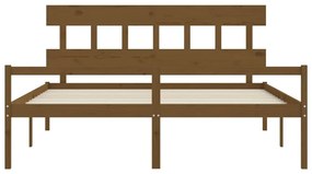 Cama para idosos c/ cabeceira 200x200 cm madeira castanho-mel