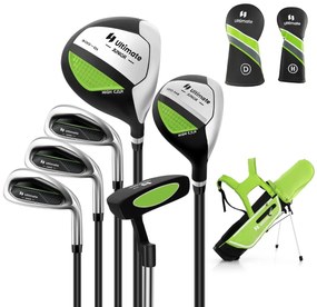 Conjunto completo de tacos de golfe júnior com bolsa de suporte e capa de chuva - rosa