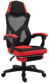 Vinsetto Cadeira de escritório ergonômica  ajustável em altura giratória de 360​​° Reclinável até 135​° 58x72x108-118 cm Vermelho | Aosom Portugal