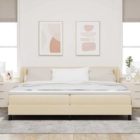 Cama Box Spring vidaXL com Colchão Creme 200x200 cm Tecido