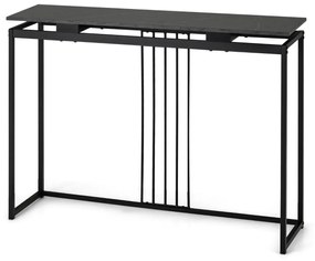 Mesa consola em mármore de imitação Estrutura em aço 120 x 30 x 90 cm Preto