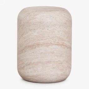 Mesa Auxiliar Redonda Ø35 Cm Em Cimento Fonelas Look Travertino - Sklum