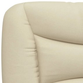 Estrutura de cama c/ cabeceira tecido cor creme 140x190 cm