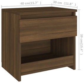 Mesa cabeceira 2pcs 40x30x39cm derivado madeira carvalho cast.