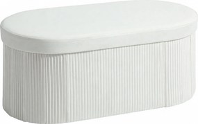 HOMCOM Puff de Arrumação 72 L 76x38x35 cm Estofado em Veludo Baú de Arrumação Suporta 120 kg Creme | Aosom Portugal