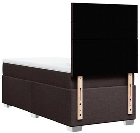 Cama com molas/colchão 90x200 cm tecido castanho-escuro
