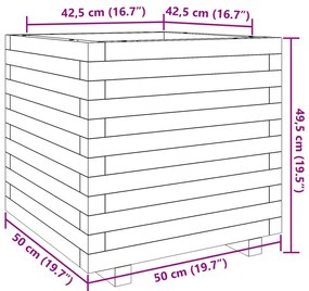 Vaso/floreira de jardim 50x50x49,5 cm pinho maciço castanho mel