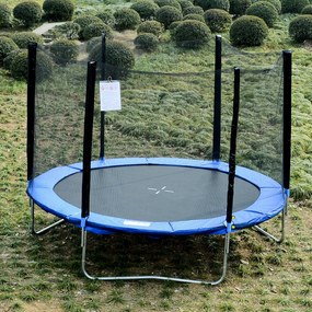 HOMCOM Cama Elástica Ø244cm com Rede de Segurança Conjunto para Jardim Carga máx. 100kg Azul e Preto